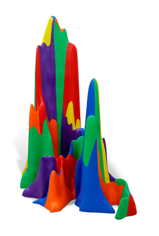 Splotches, 2005: A colorful sculpture by Sol LeWitt. It consists of playful, irregular shapes in bright colors like red, blue, and yellow. The forms are exaggerated and whimsical, creating a sense of fun and movement.